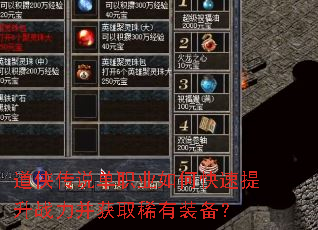 道侠传说单职业如何快速提升战力并获取稀有装备? 道侠传说单职业如何快速提升战力并获取稀有装备?