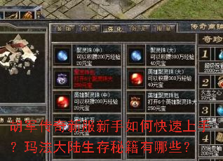 胡军传奇新服新手如何快速上手?玛法大陆生存秘籍有哪些? 胡军传奇新服新手如何快速上手?玛法大陆生存秘籍有哪些?