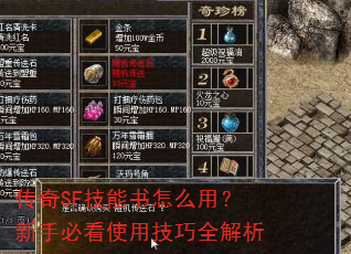 传奇SF技能书怎么用?新手必看使用技巧全解析 传奇SF技能书怎么用?新手必看使用技巧全解析