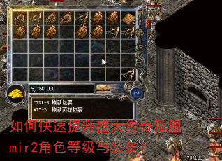 如何快速提升盛大传奇私服mir2角色等级与装备? 如何快速提升盛大传奇私服mir2角色等级与装备?